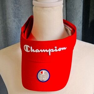Champion Men's Red Visor Hat with Embroidered Logo - NWOT